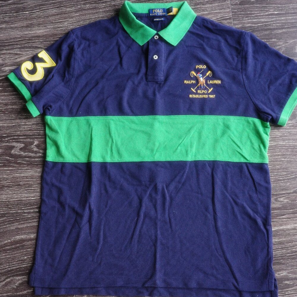 Polo Ralph Lauren Men's Custom Slim Fit Polo Shirt - Size: XL - Navy / Green